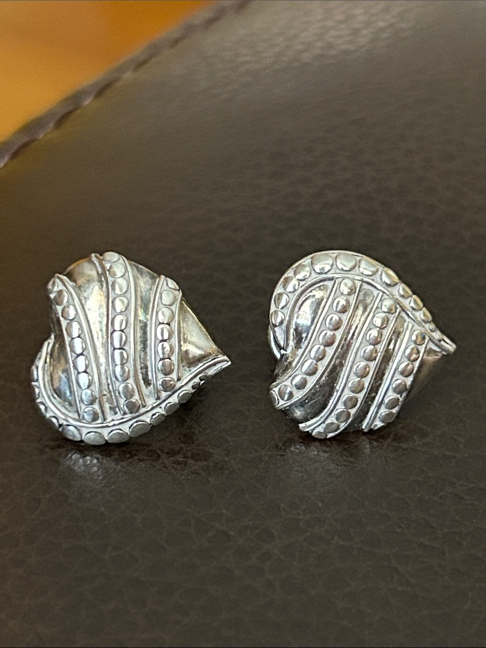 Sterling Silver Rare Brighton .925 Sterling Silver Beaded Wave Clip-On Earrings